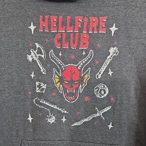 Stranger Things 4 Netflix HELLFIRE CLUB Pullover Hoodie Gray Graphic Size Small